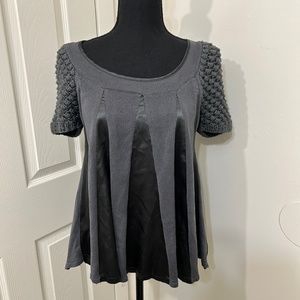 For Joseph Women's Silk And Cotton Knit Crochet A-Line Swing Tunic Blouse Size L